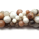 White/Gray/Peach Moonstone Smooth Round Beads 6mm to 18mm 15.5" Strand