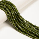 Natural Green Jade Faceted Cube Beads Size 4mm 15'' Strand