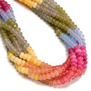03 Gradient Colorful Dyed Jade Smooth Rondelle Beads Size 5x8mm 15.5" Strand