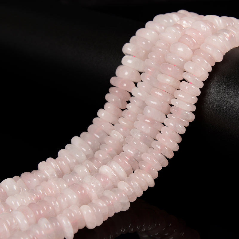 Rose Quartz Center Drill Pebble Nugget Slice Beads Size 3-5x10-12mm 15.5'' Strd