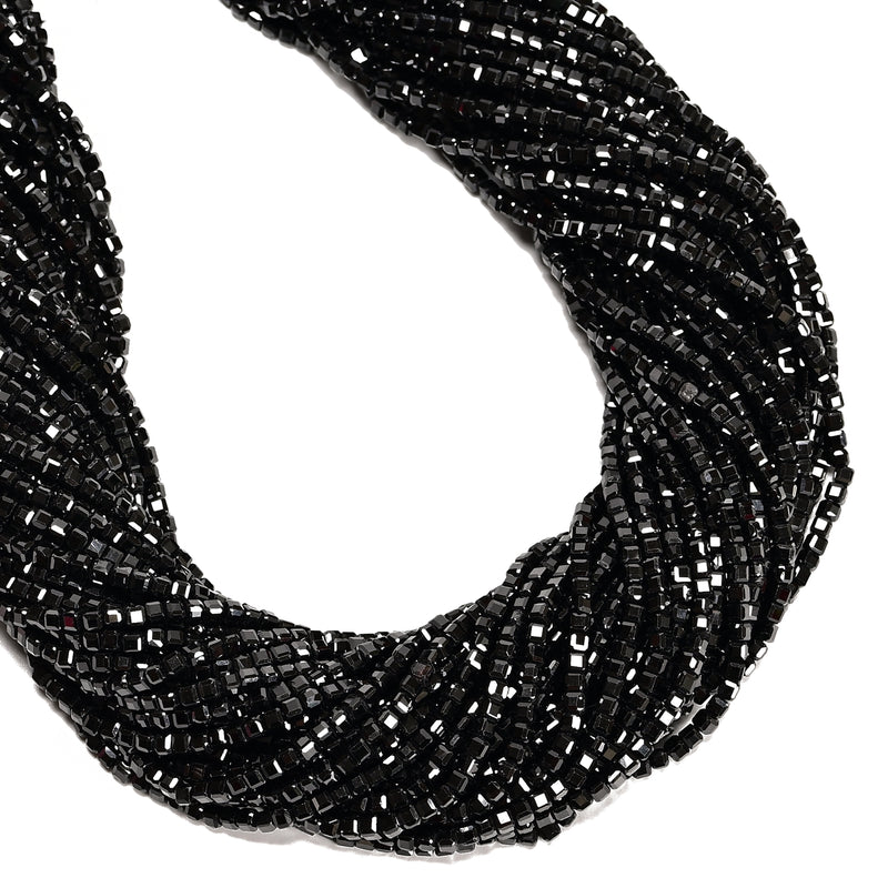 Black Cubic Zirconia Faceted Cube Beads Size 2-2.5mm 15.5'' Strand