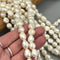 2.0mm Hole White Fresh Water Pearl Side Drill Nugget Beads Size 10-11mm 8'' Strd