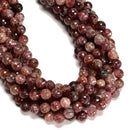 Natural Strawberry Quartz Faceted Round Beads 5.5-6mm 8mm 10mm 12mm 15.5" Strand