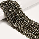 Natural Pyrite Faceted Cube Beads Size 3mm 15.5" Strand