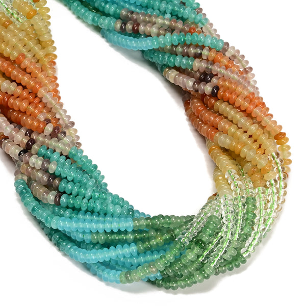 04 Multi-color Gemstone Smooth Rondelle Beads Size 2x4mm 15.5'' Strand