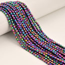 Rainbow Plated Hematite Hard Cut Faceted Round Beads 2mm 3mm 4mm 15.5" Strand