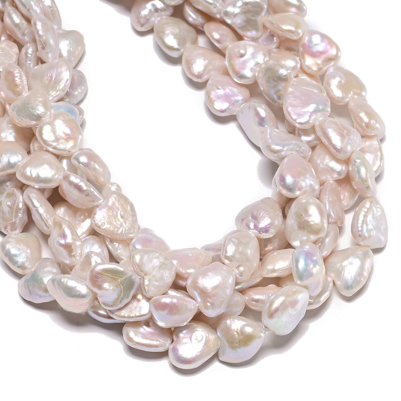 Natural White Fresh Water Pearl Heart Shape Beads Size 15mm 15.5'' Strand