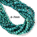 Grade A Natural Blue Turquoise Smooth Round Beads 4-5mm 6-7mm 8mm 15.5'' Strand