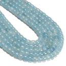 White /Aquamarine Color Dyed Jade Smooth Rondelle Wheel Beads 7x8mm 15'' Strand