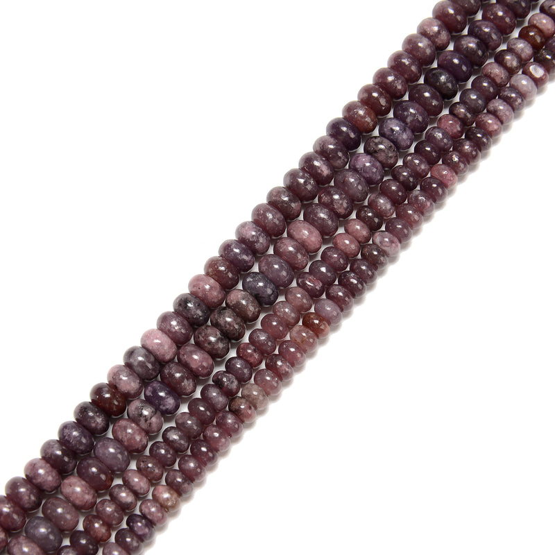 Natural Lepidolite Smooth Rondelle Beads Size 4x6mm 5x8mm 15.5" Strand