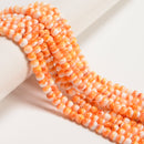 Natural Light Orange Spiny Oyster Smooth Rondelle Beads Size 5x6mm 16" Strand