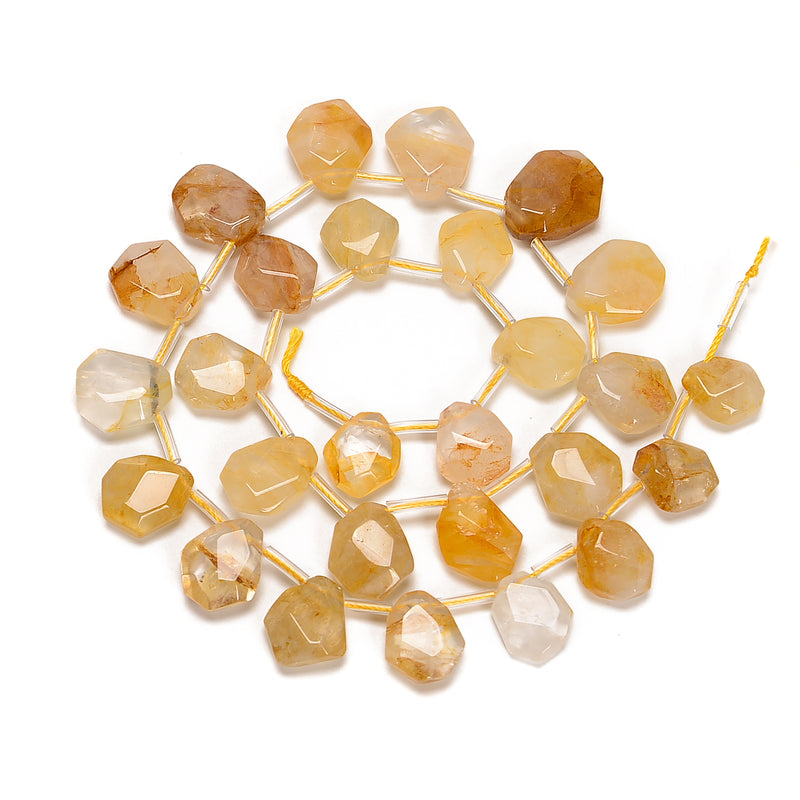 Golden Healer Quartz Faceted Trapezoid Shape Beads 10x12mm-12x15mm 15.5'' Strand