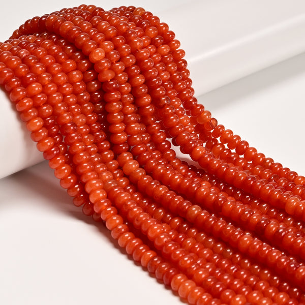 Sunstone Color Dyed Jade Smooth Rondelle Beads Size 4x6mm 15.5" Strand