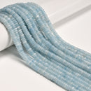 Light Aquamarine Color Dyed Jade Smooth Rondelle Beads Size 2x6mm 15'' Strand
