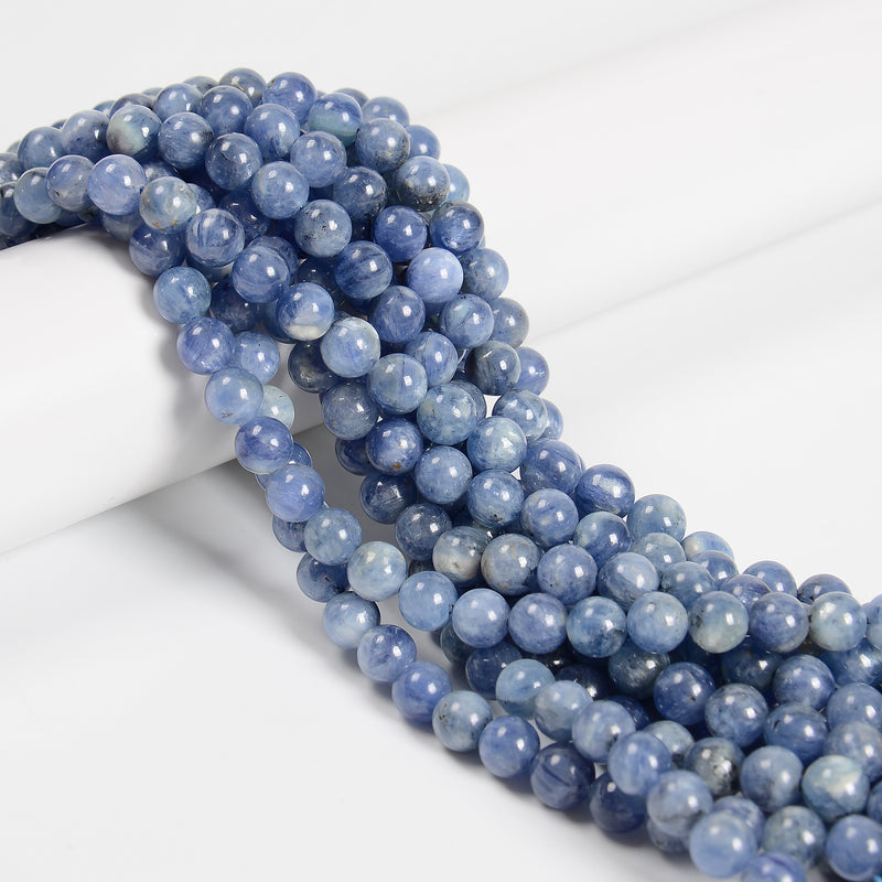 thumbnail image 2 of 16 Strand Blue Kyanite 8mm Round Beads – Natural Stone – LQ Gemworks 2 of 5