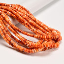 Graduated Natural Spiny Oyster Smooth Rondelle Beads Size 3-6x4-11mm 16" Strand