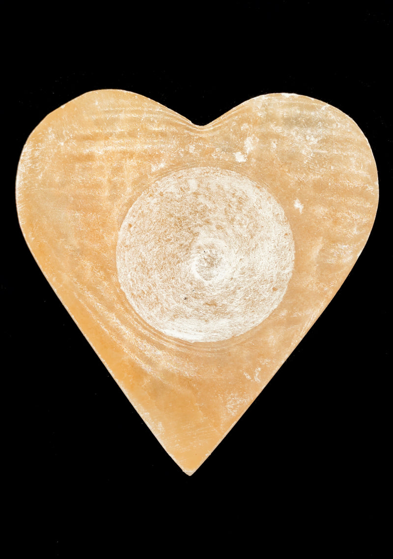 Natural Selenite Crystal Heart Shape Candle Holder Size Approx. 3.25" Inches