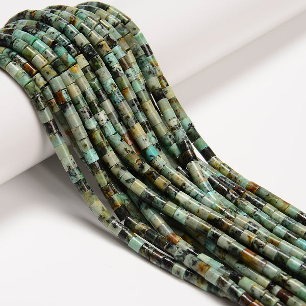 Natural African Turquoise Cylinder Tube Beads Size 4x4mm 15.5" Strand