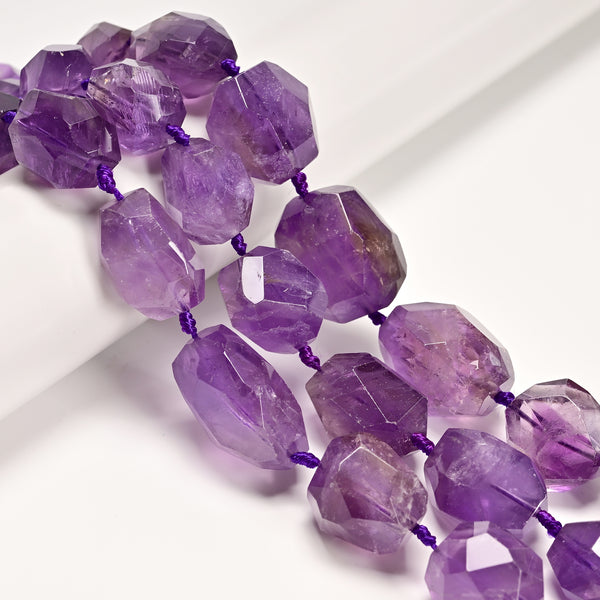 Natural Amethyst Graduated Faceted Nugget Chunk Beads 13x18-20x30mm 15.5'' Strd