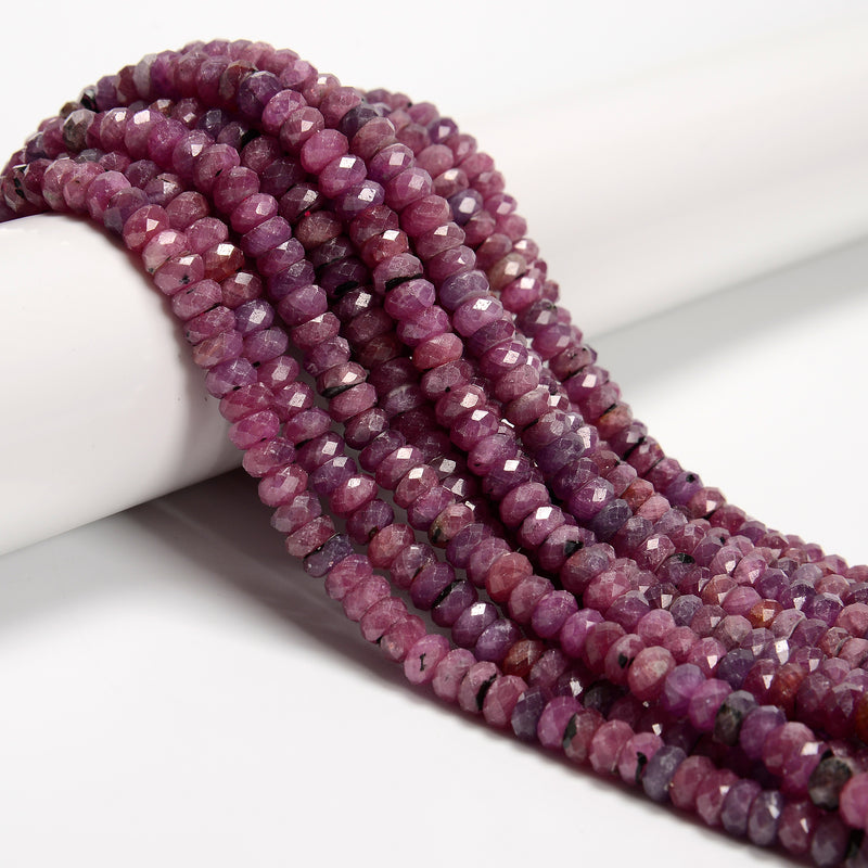 Genuine Ruby Faceted Rondelle Beads Size 2.5x3.5mm 3.5x5.5mm 4x6.5mm 15.5'' Strd