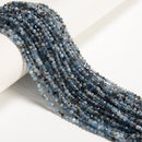 Natural Dark Blue Aquamarine Faceted Round Beads Size 2.5mm 3mm 15.5" Strand
