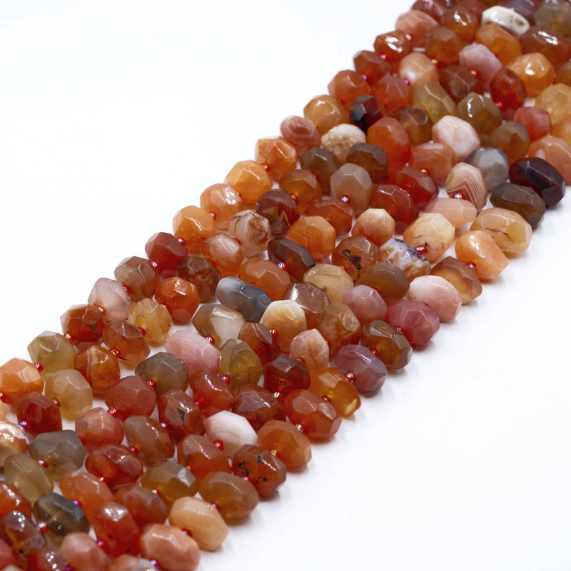 Dark Red Botswana Agate Faceted Nugget Chunk Beads Size 9-10x14-15mm 15.5'' Strd