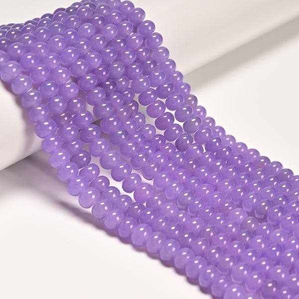 Taro Purple Color Dyed Jade Smooth Rondelle Beads Size 4x6mm 15.5" Strand