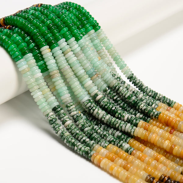 06-Multi-color Gemstone Smooth Rondelle Beads Size 2x6mm 15.5'' Strand