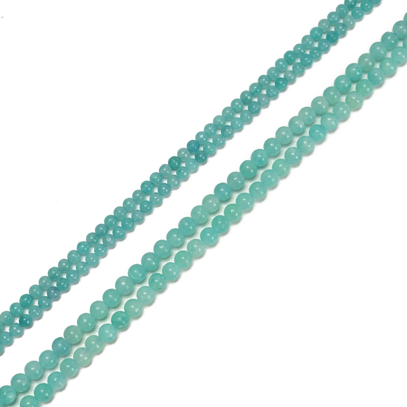 Natural Green Amazonite Smooth Round Beads Size 3mm 4mm 15.5" Strand