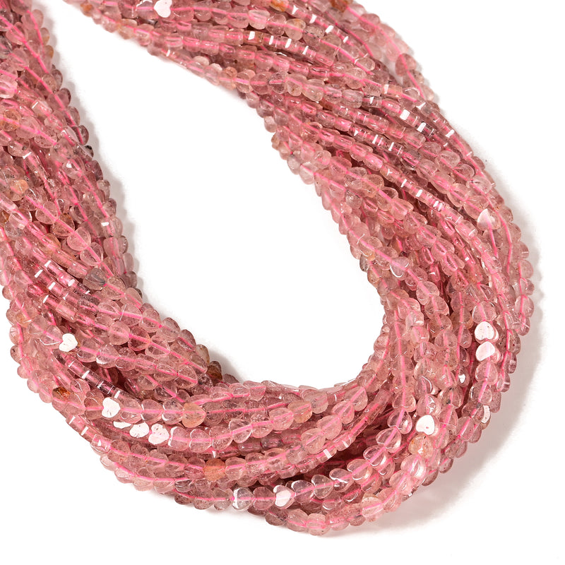 Natural Strawberry Quartz Heart Shape Beads Size 4mm 15.5'' Strand