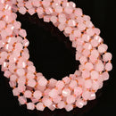 Natural Rose Quartz Faceted Spiral Twist Beads Size 8mm 15.5'' Strand