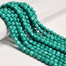 Green Magnesite Turquoise Faceted Cube Beads Size 7mm 15'' Strand