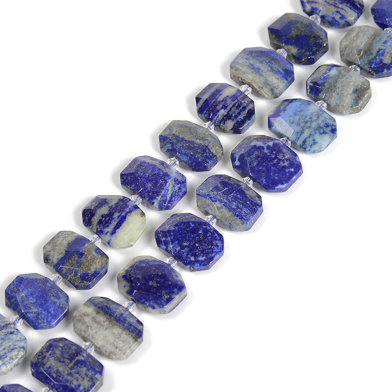 Natural Lapis Rectangle Slice Faceted Octagon Beads Size 15x20mm 15.5'' Strand