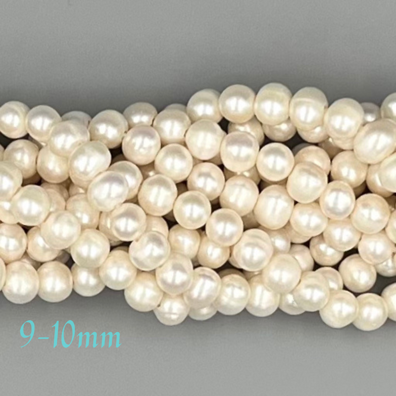 2.0mm Hole Fresh Water Pearl Off Round Beads 8mm 10mm 11mm 15.5" Strand