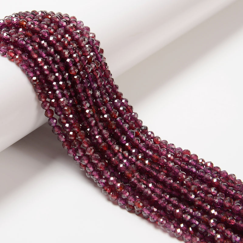 Natural Purple Garnet Faceted Round Beads Size 4mm 15.5'' Strand