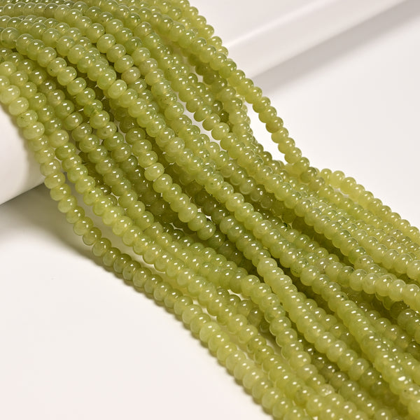 Prehnite Color Dyed Jade Smooth Rondelle Beads Size 4x6mm 15.5" Strand