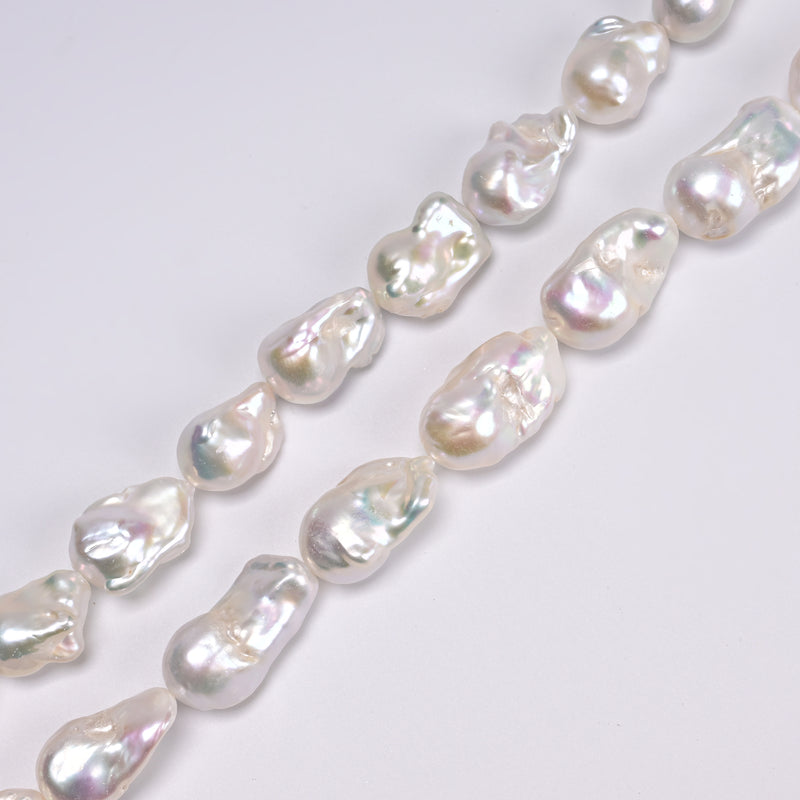 Grade A Natural White Fresh Water Pearl Baroque Beads 13-15x15-20mm 16" Strand
