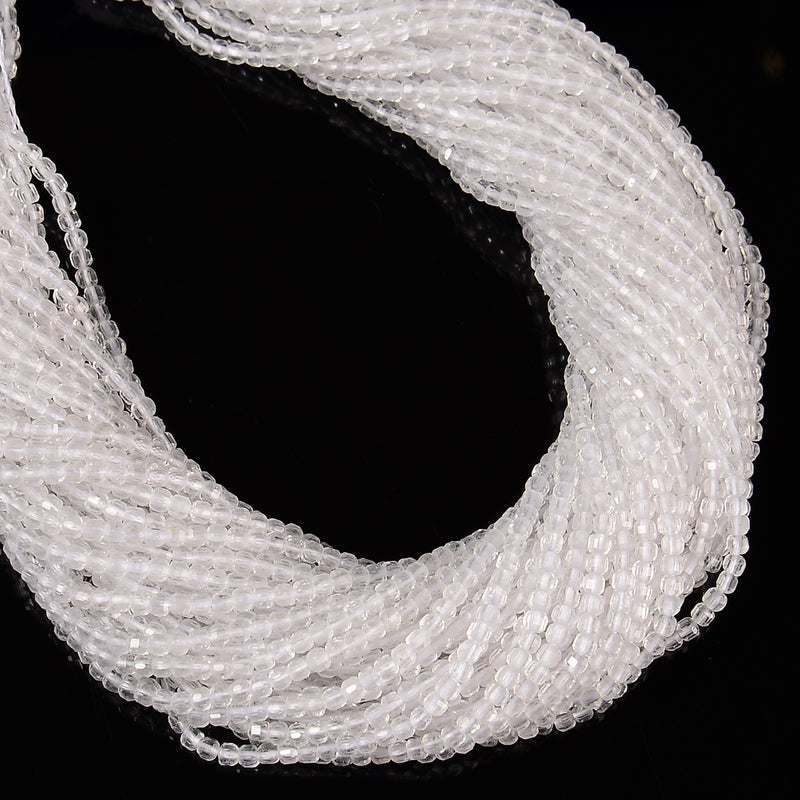 Natural Clear Quartz Faceted Rubik's Cube Beads Size 2mm 15.5'' Strand