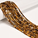 Natural Multi Yellow Tiger Eye Smooth Round Beads Size 4mm 15'' Strand