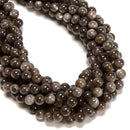 Natural Black Moonstone Smooth Round Beads Size 6mm 8mm 15.5'' Strand