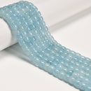 White /Aquamarine Color Dyed Jade Smooth Rondelle Wheel Beads 7x8mm 15'' Strand