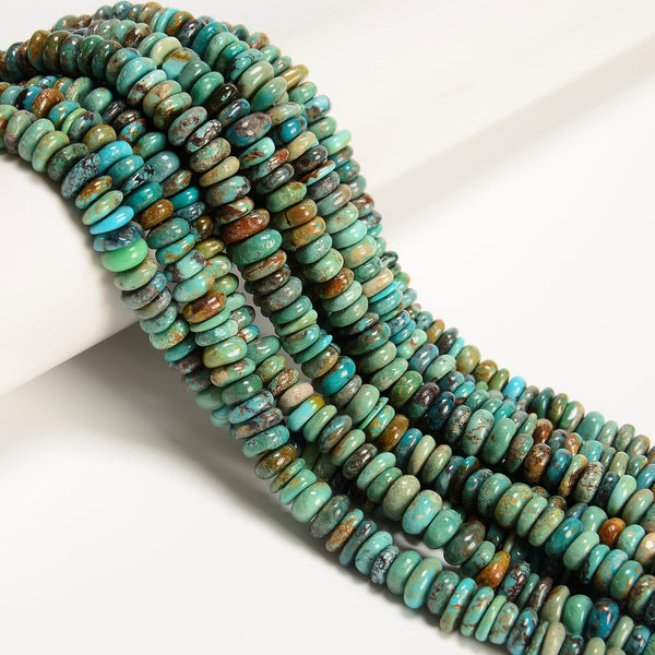 Multi-color Turquoise Irregular Rondelle Disc Beads Size 6-7mm 7-8mm 15.5" Strd