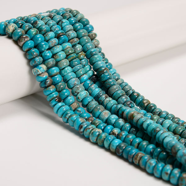 Natural Blue Turquoise Smooth Rondelle Beads Size 5x8mm 15.5'' Strand