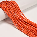 Orange Bamboo Coral Rice Shape Beads Size 4x7mm 15.5" Strand