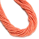 Orange Bamboo Coral Faceted Round Beads Size 3.5mm 16" Strand