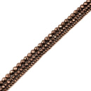 Coffee Color Plated Hematite Hard Cut Faceted Round Beads 2mm 3mm 4mm 15.5" Strd