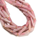 Madagascar Rose Quartz Faceted Rectangle Irregular Tube Beads 18-30mm 15.5" Strd