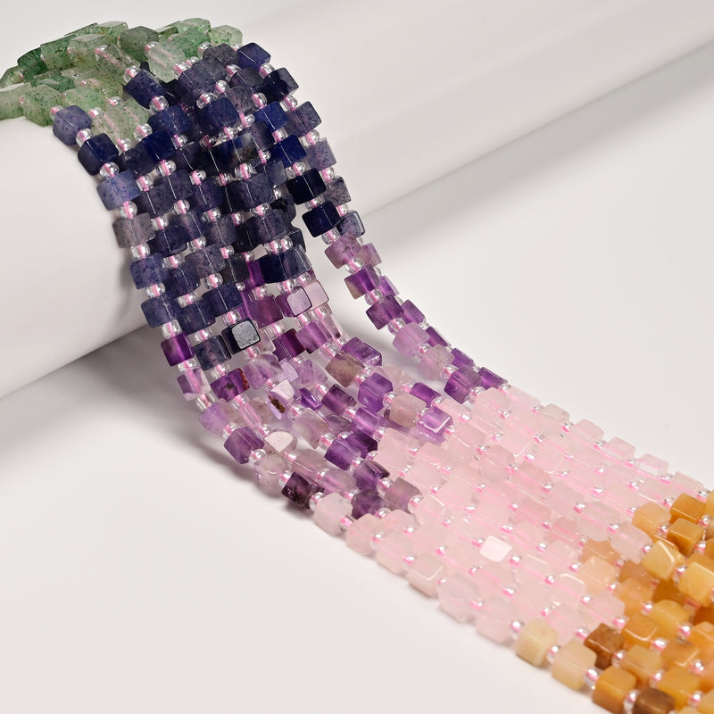 03 Multi-color Gemstone Smooth Cube Shape Beads Size 4mm 15" Strand
