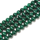 Natural Malachite Smooth Round Beads 6mm 7mm 8mm 10mm 12mm 14mm 15.5" Strand