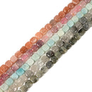 Mixed Gemstone Flat Square Shape Beads Size 9-10mm 15.5" Strand